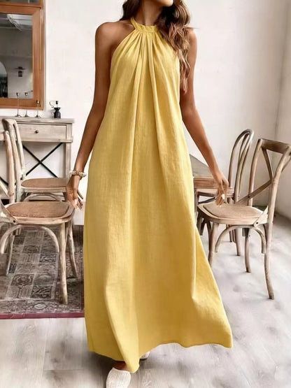 Black Margot Halter Maxi Dress in Cream