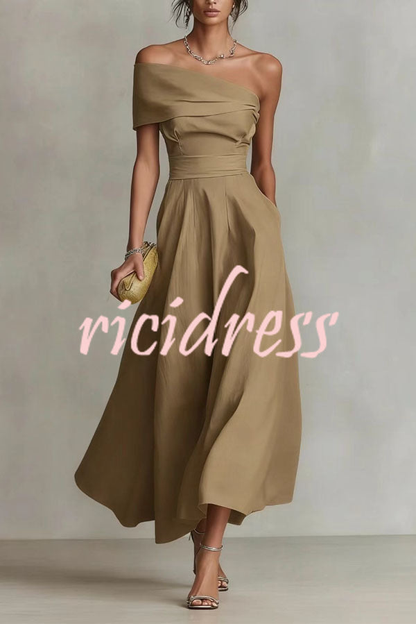 Yellow Margot One-Shoulder A-Line Midi Dress