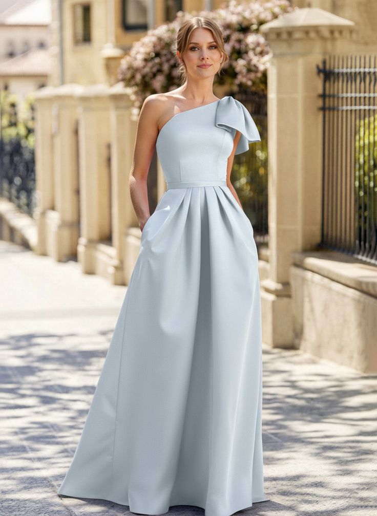 Margot One-Shoulder Satin Mother of the Bride Dress