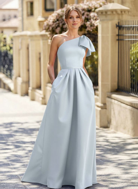 Margot One-Shoulder Satin Mother of the Bride Dress