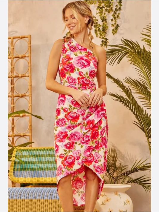 Emily One-Shoulder Floral Midi Dress