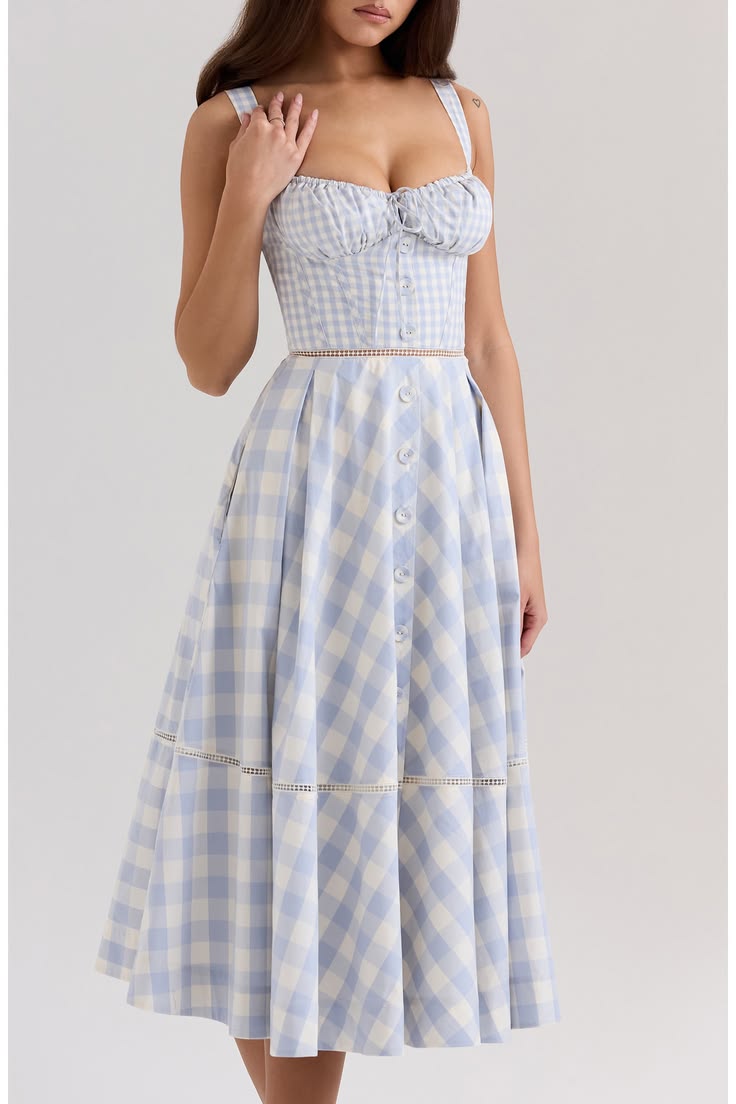 Chiarina Gingham Cotton Midi Dress