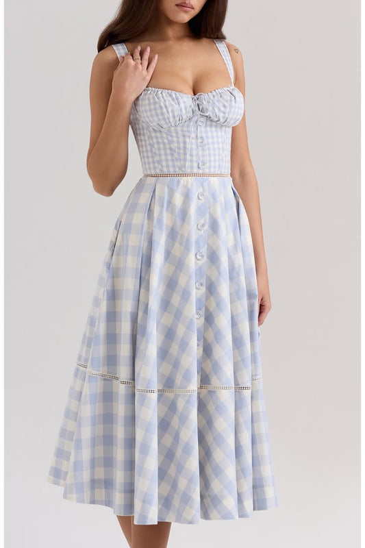 Chiarina Gingham Cotton Midi Dress