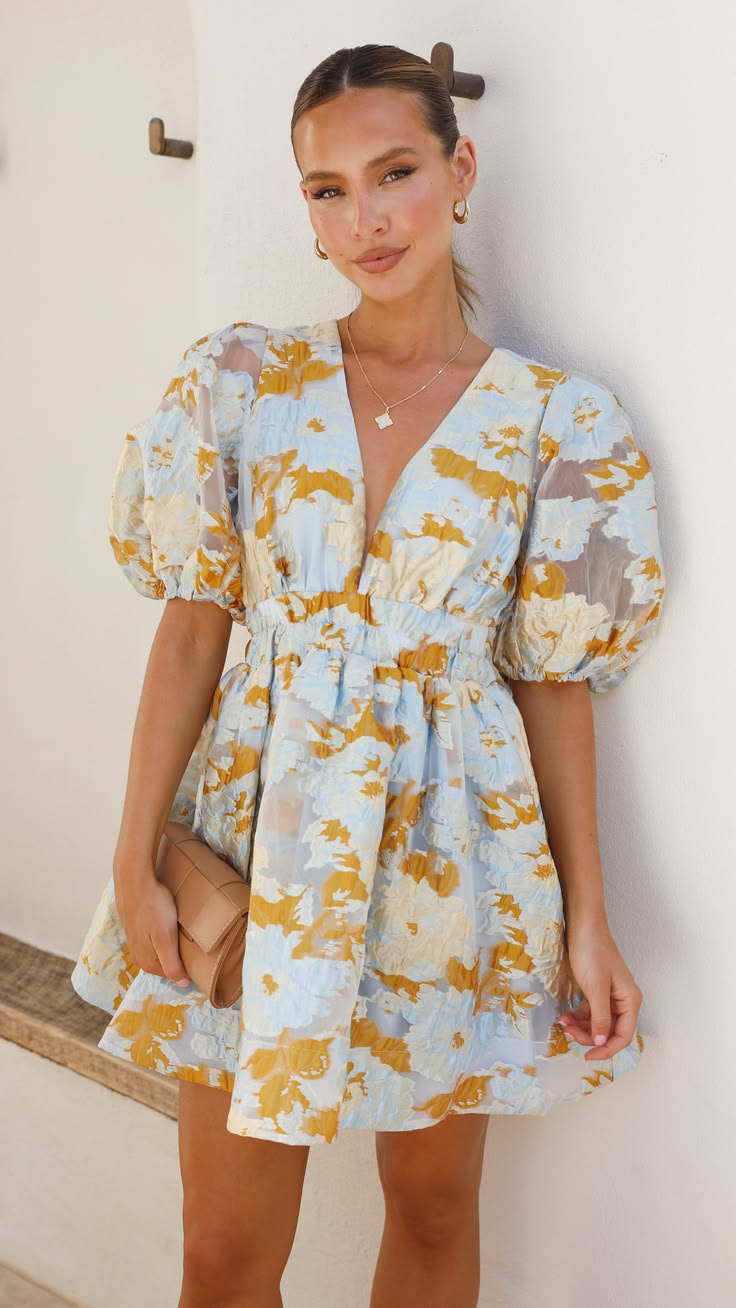 Abel Linen Mini Dress in Cerulean