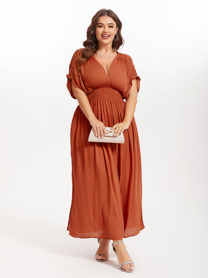 Black Victoria V-Neck Maxi Dress with Batwing Sleeves