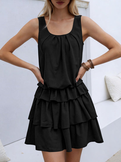 Khaki Vivienne Ruffle Layered Mini Dress