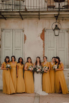 Margot Chiffon Bridesmaid Dress in Mustard