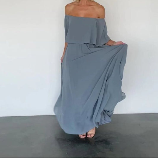 Baltic Born Dresses | Baltic Born Dusty Blue Off The Shoulder Dress | Color: Gray | Size: L