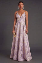 Arabella Jacquard A-Line Dress in Dusty Lilac