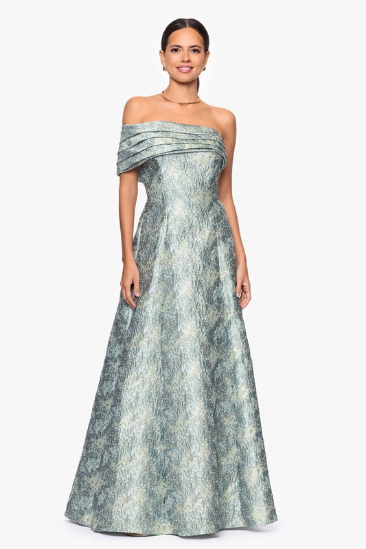 Judith Brocade One-Shoulder Gown