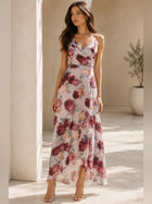 Mabel Floral Satin Wrap Maxi Dress
