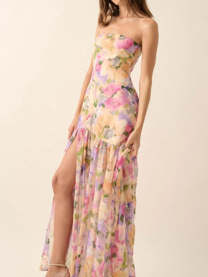 Burnt Coral Margot Floral Maxi Dress