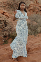 Verona Smocked Maxi — White & Blue Print | Baltic Born