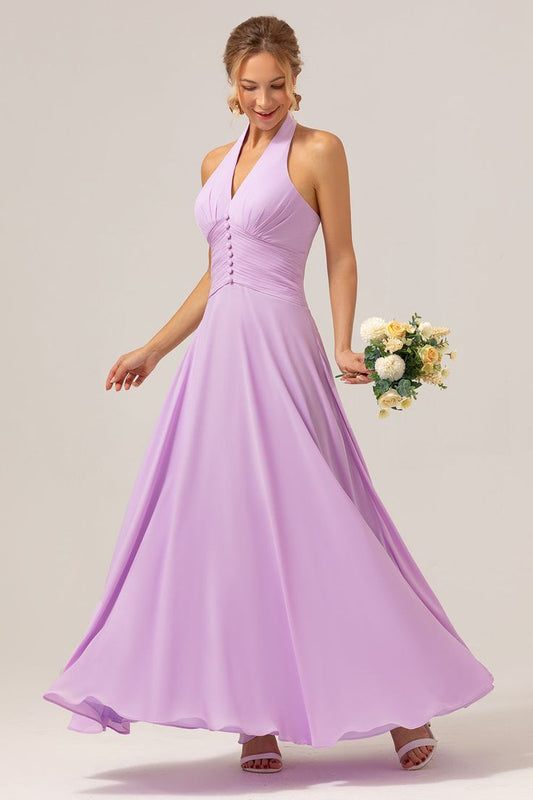 Vivienne A-Line Chiffon Halter Dress