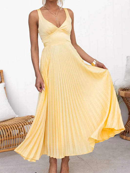Neck Sleeveless Maxi Dress Margot Pleated Maxi Dress