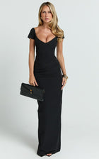 Veronika Off-Shoulder Plunge Maxi Dress