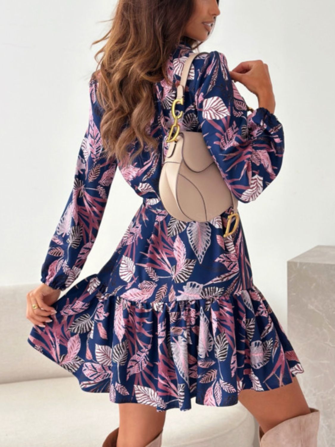 Chocolate Arabella Floral Ruffle Dress