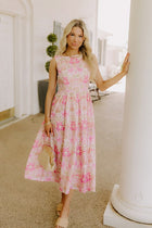 Chic Views Floral Eyelet Midi Dress - M / violet