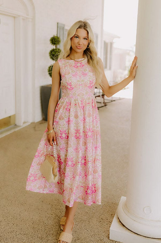 Chic Views Floral Eyelet Midi Dress - M / violet