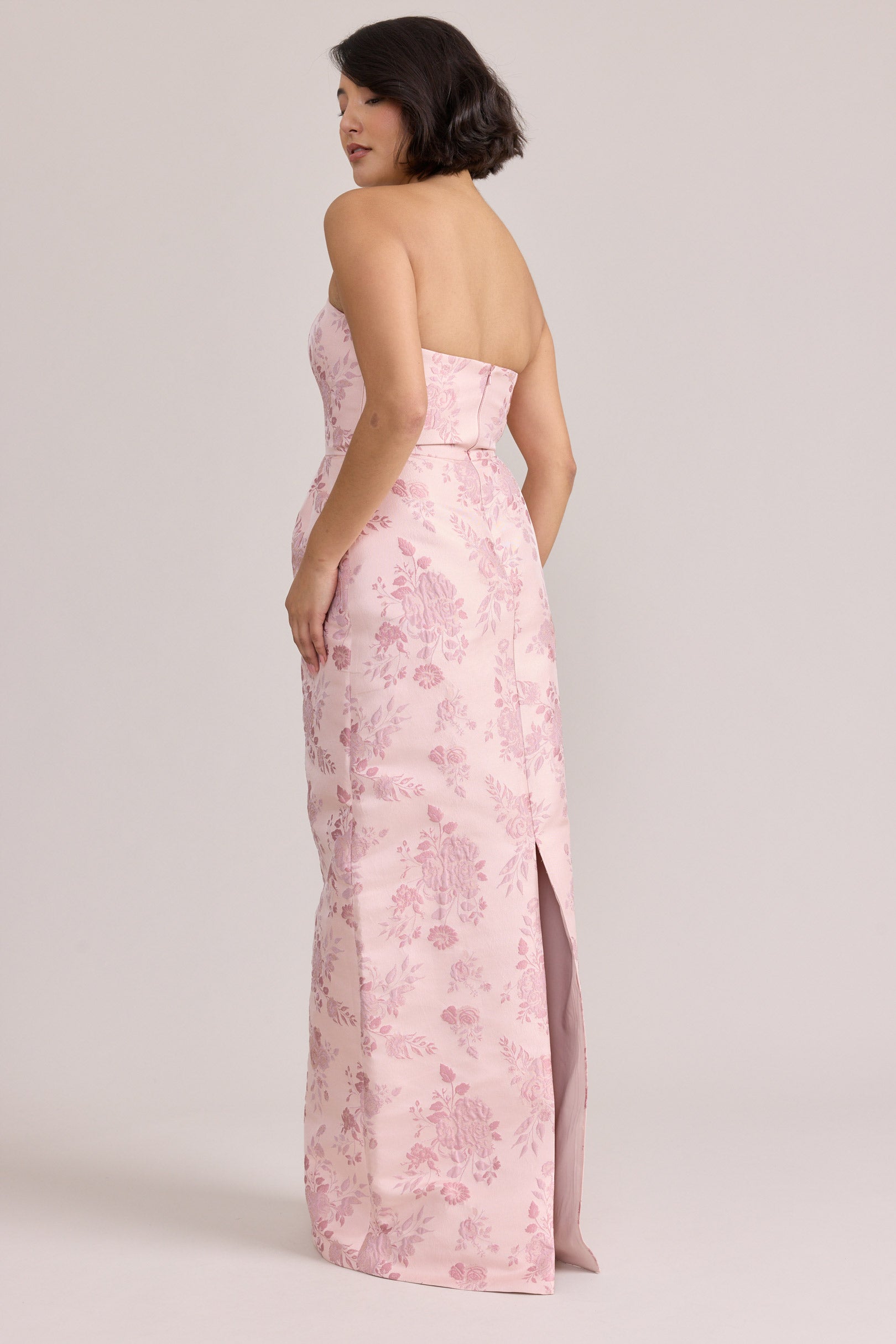 Pink Adrienne Jacquard Midi Dress