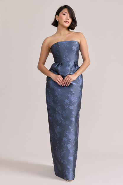 Sky Blue Adrienne Jacquard Midi Dress