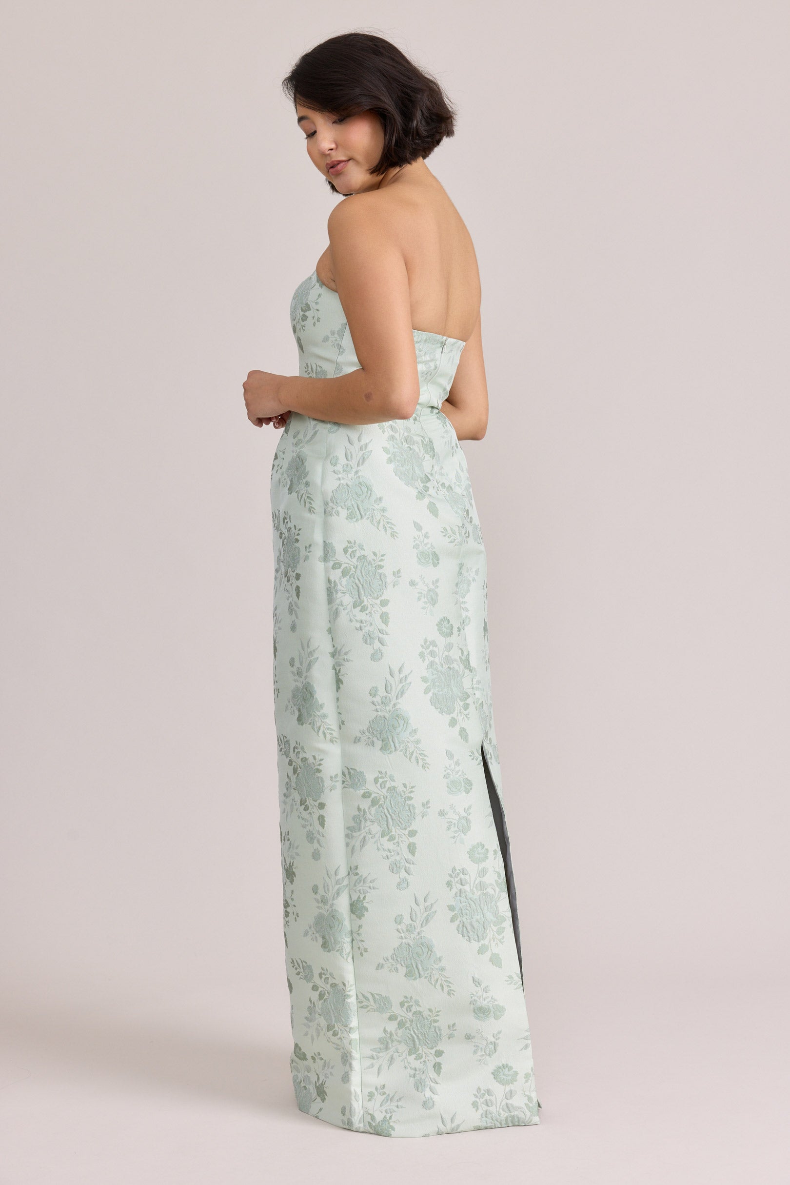 Deep Olive Adrienne Jacquard Midi Dress