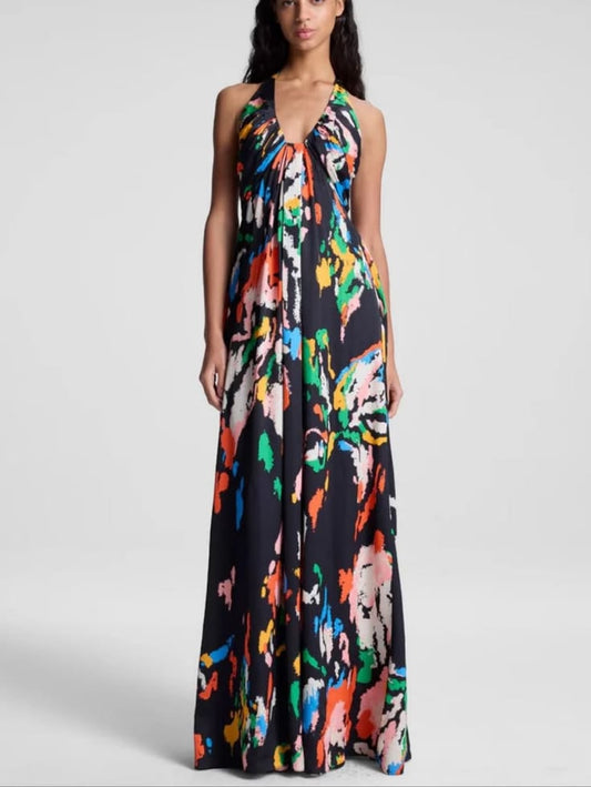 Alessandra Printed Halter Gown