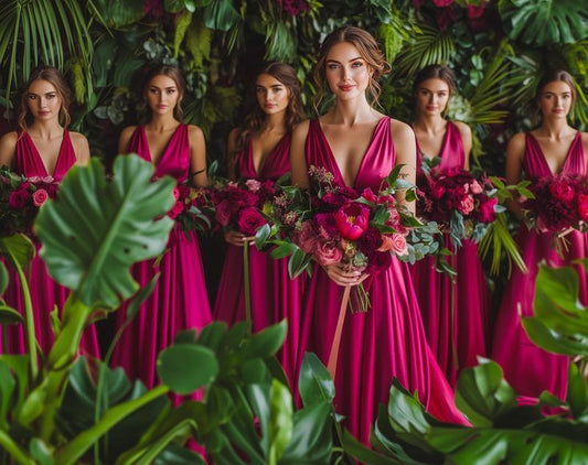 Infinity Dress | Bridesmaids Dress | Bridesmaids Jumpsuit | Silk Fuchsia Gown | Wedding Guest Dress | Multiway Dress | C