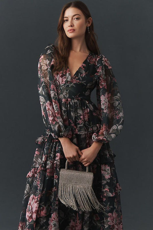 Ophelia Floral Chiffon Maxi Dress