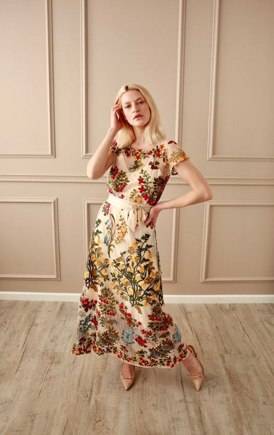 Celeste Embroidered Evening Gown
