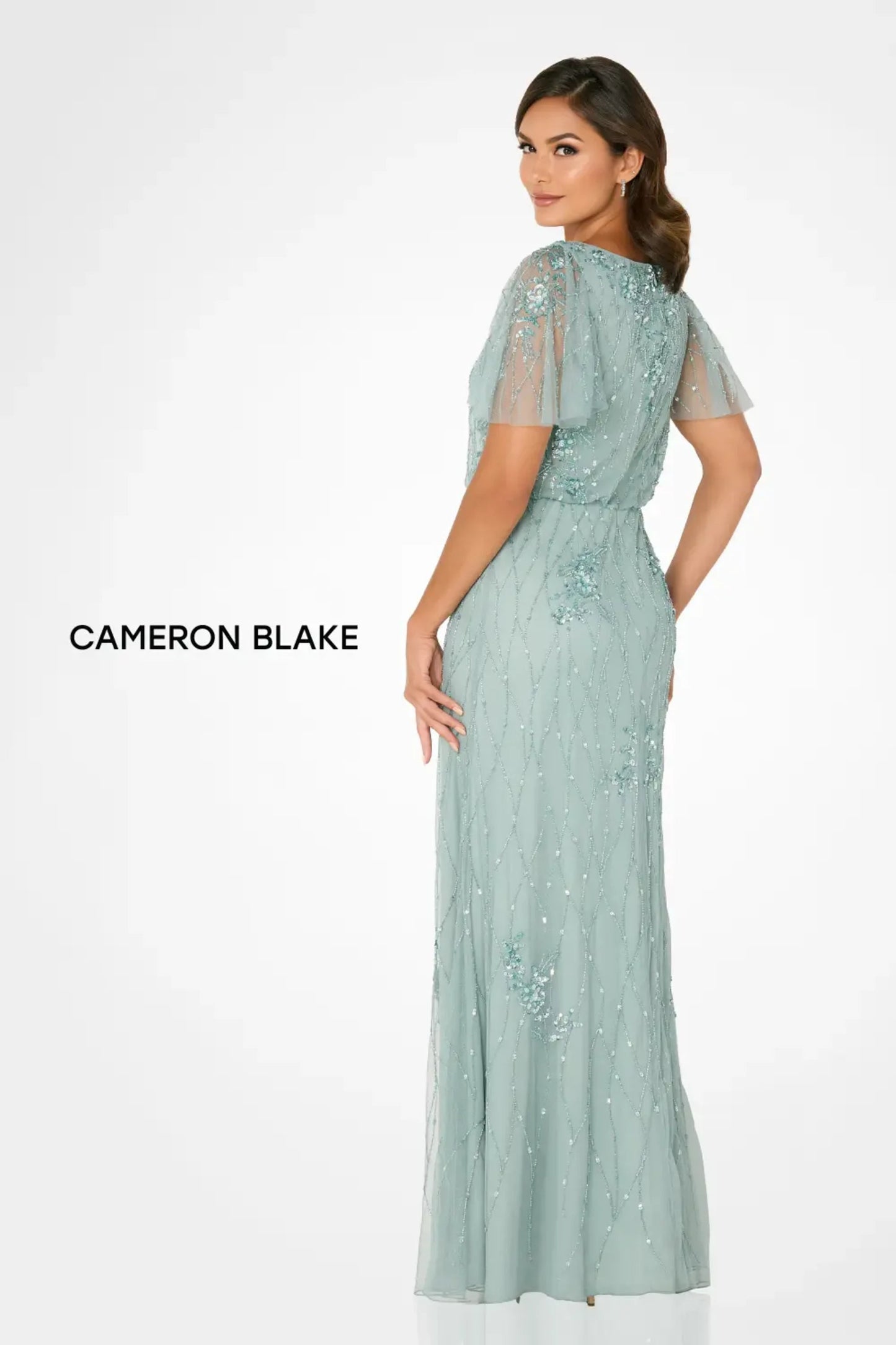 Sage Vivienne Beaded Sequin Formal Gown