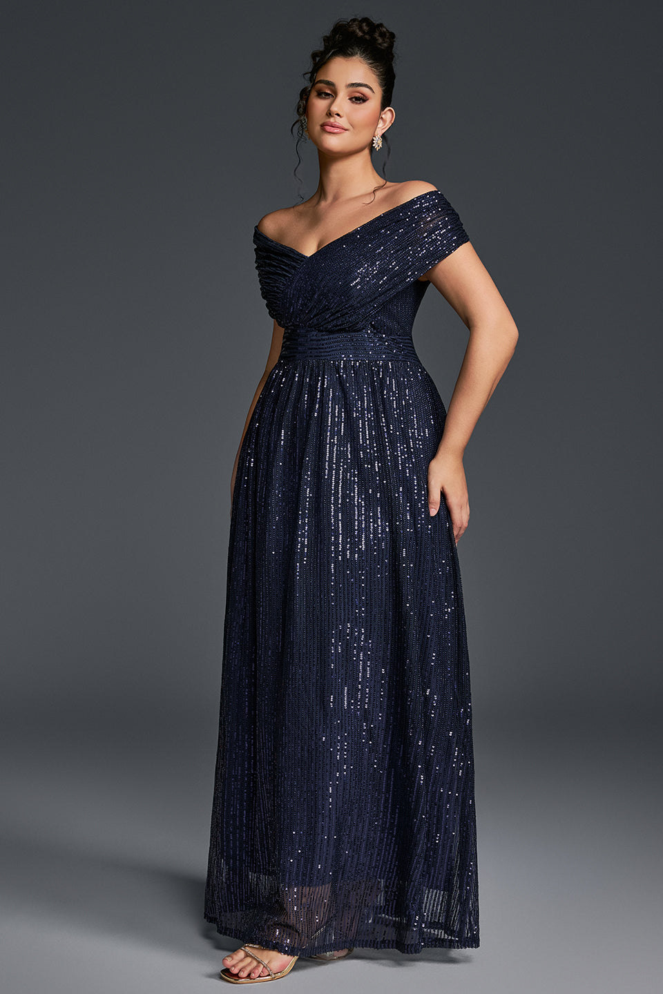 Black Curveins Plus Size V-Neck Sequin Maxi Dress - 22-24/3X / Green