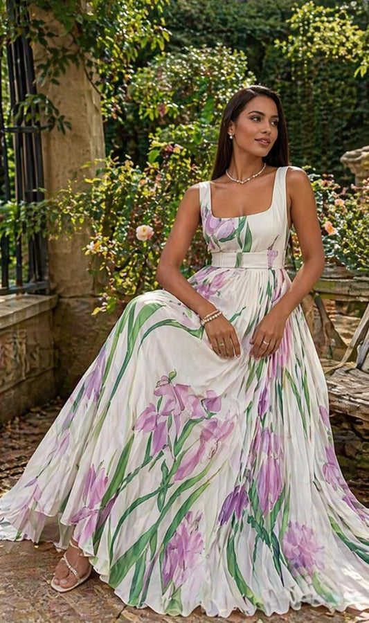 Margot Floral Pleated Maxi Dress
