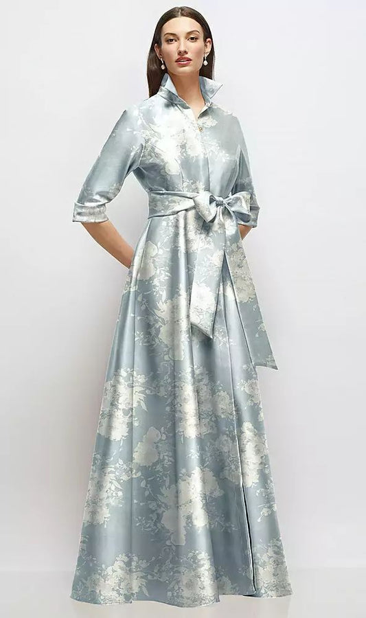 Eleanor Floral Satin Shirt Dress
