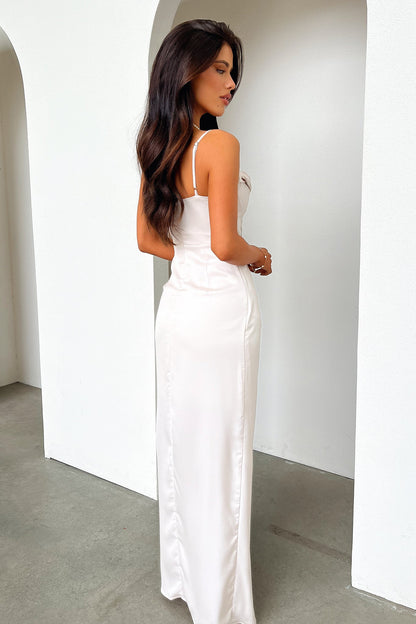 Champagne Aiana Satin Maxi Dress