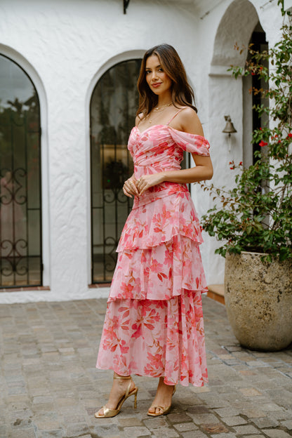 Pink Jenna Floral Maxi Dress