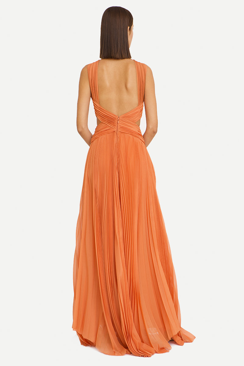 Orange Arabella Chiffon Backless Maxi Dress