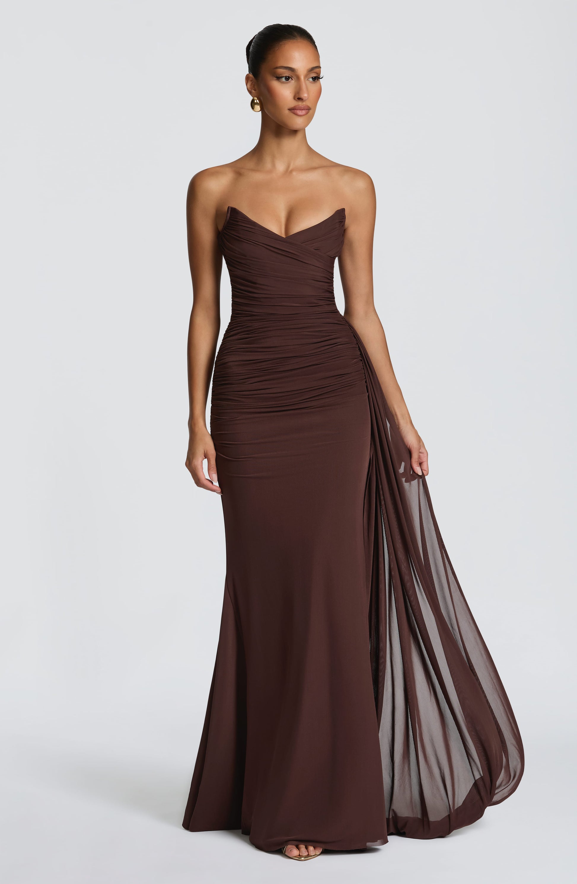 Plum Brown Ashika Plum Linen Maxi Dress