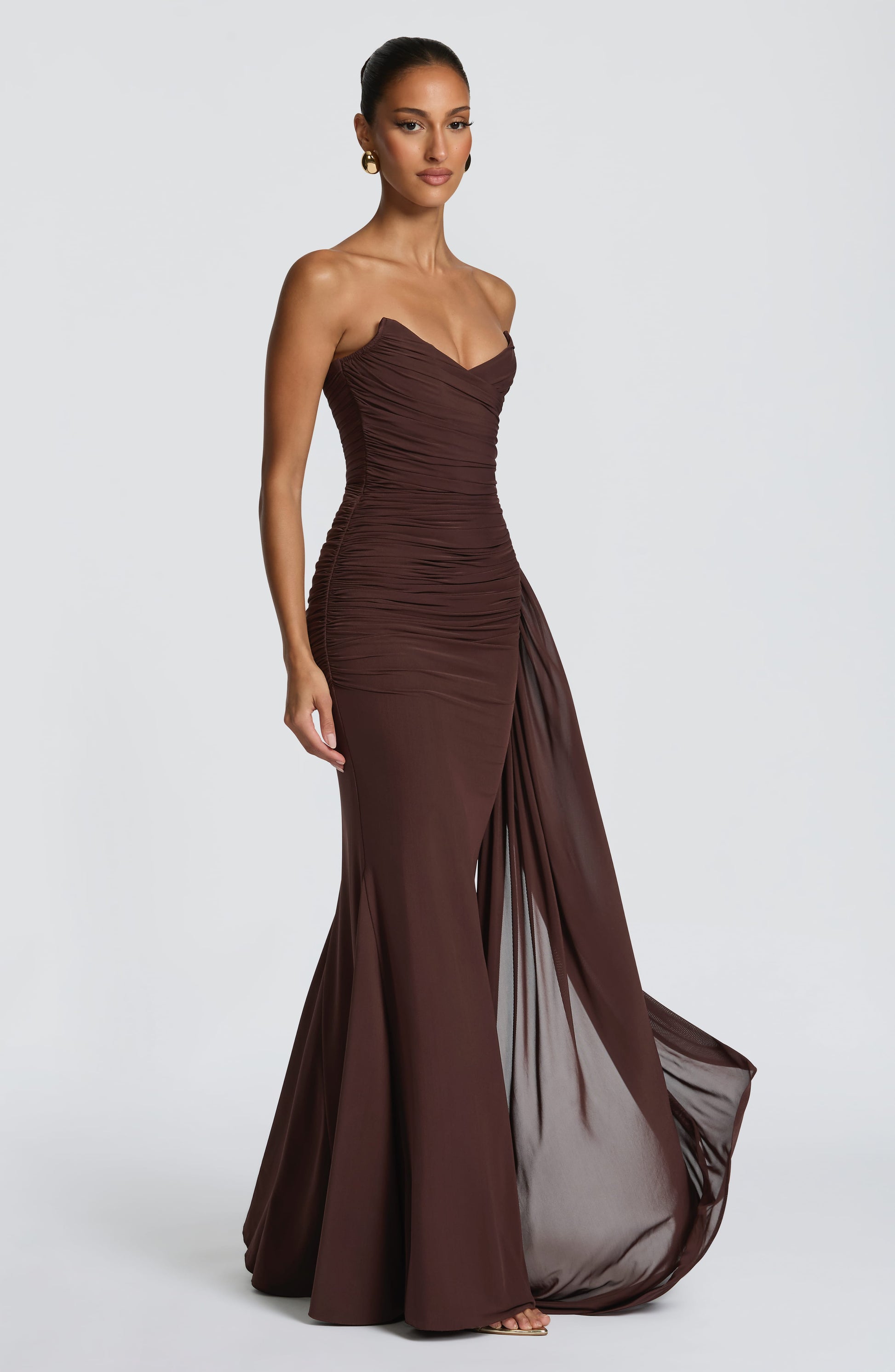 Plum Brown Ashika Plum Linen Maxi Dress