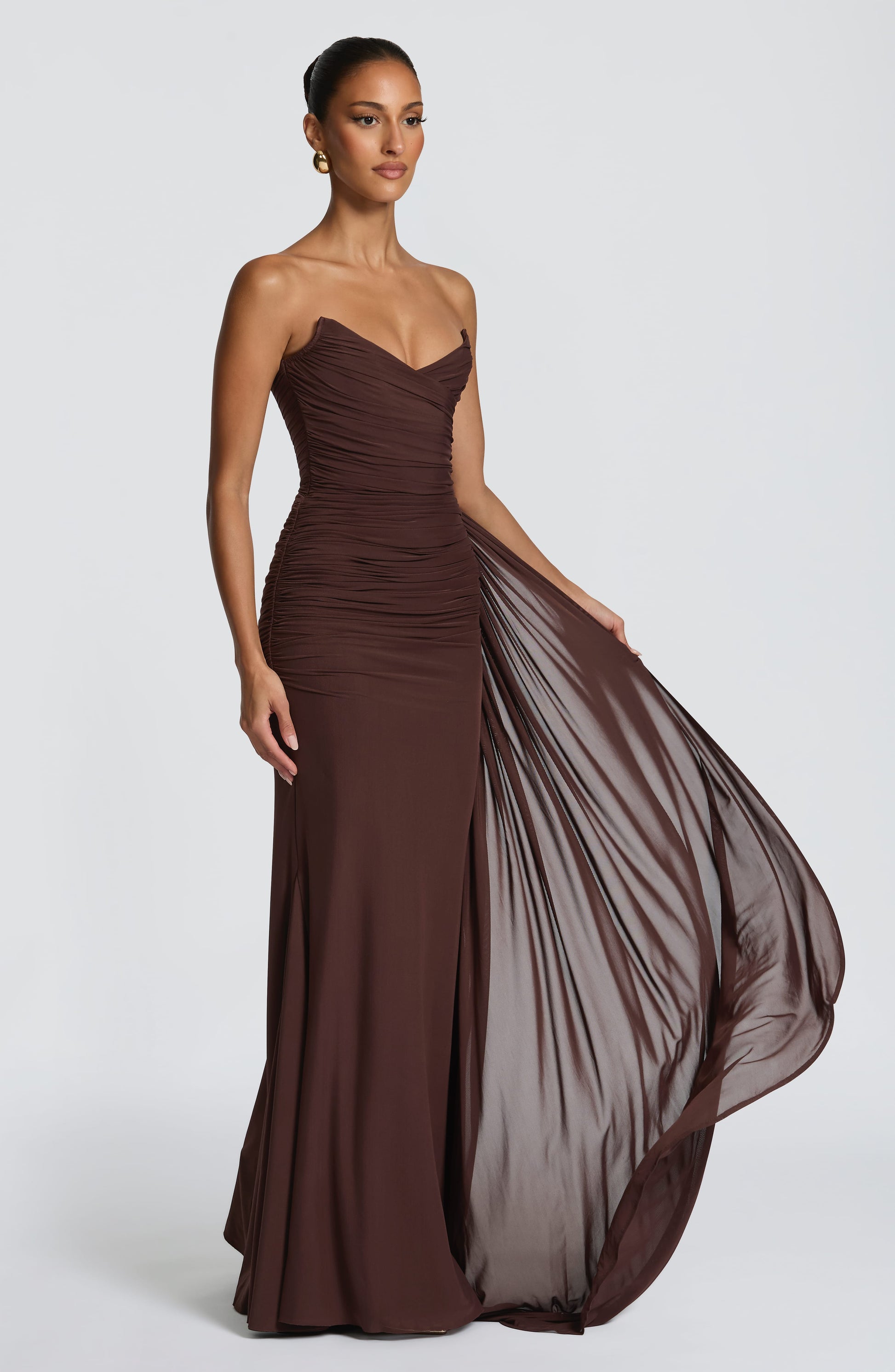 Plum Brown Ashika Plum Linen Maxi Dress