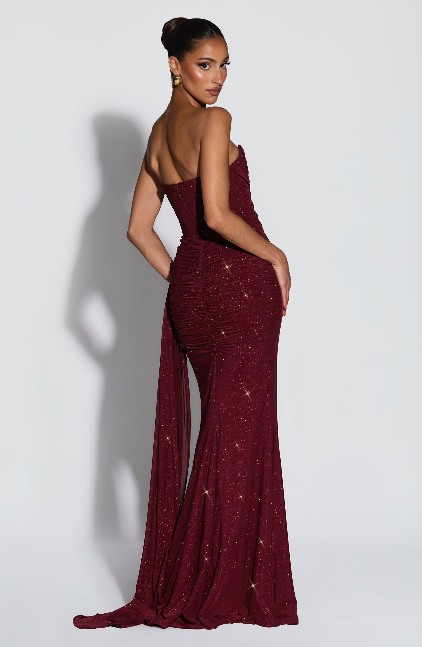 Wine Sparkle Ashika Plum Linen Maxi Dress