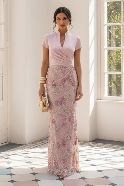 Custom Color Arabella Floral Embroidered Column Gown