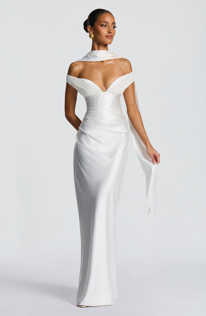 Ivory Aurelia Cherry Lacquer Maxi Dress