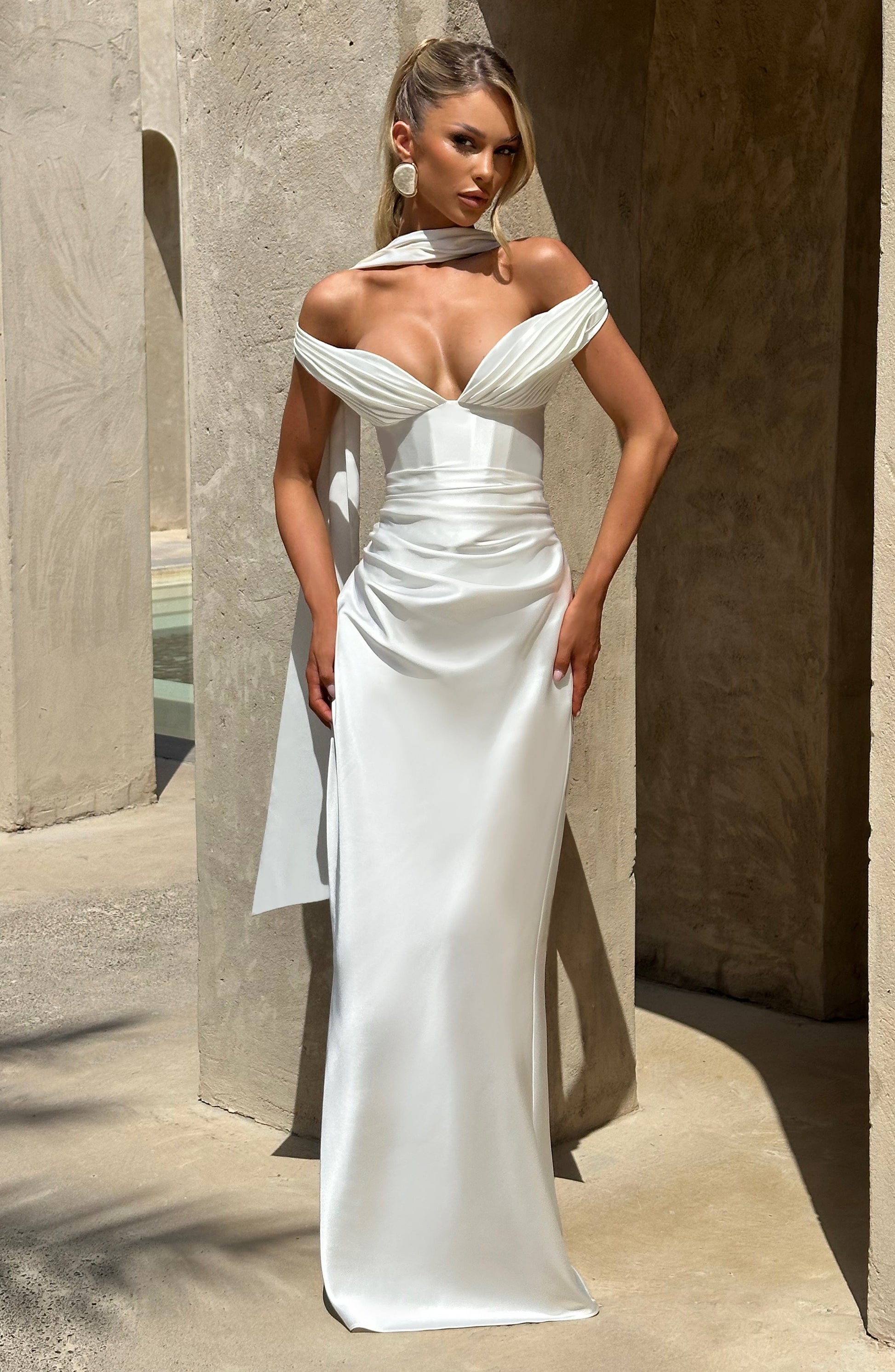 Ivory Aurelia Cherry Lacquer Maxi Dress