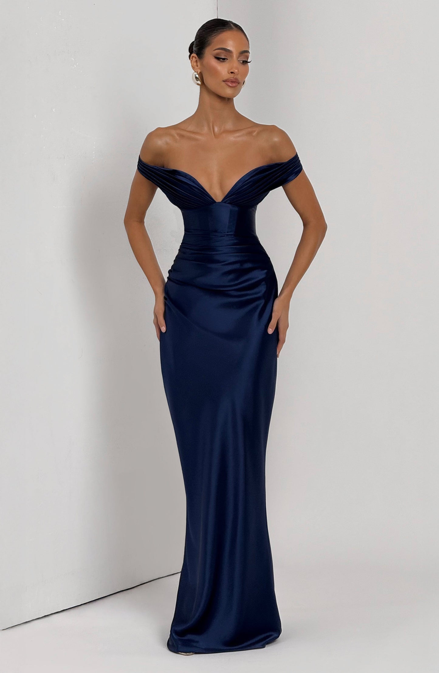 Navy Aurelia Cherry Lacquer Maxi Dress