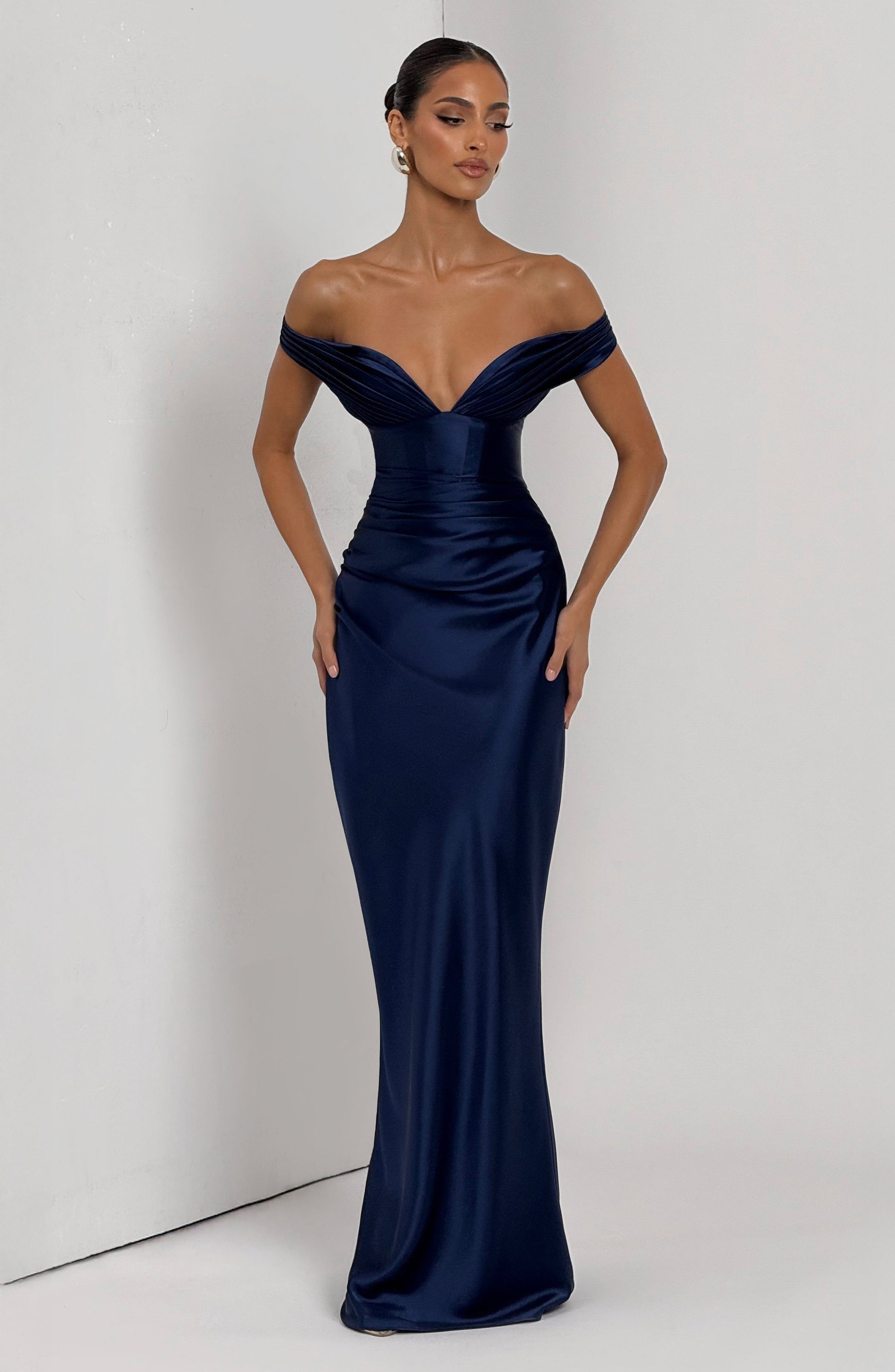 Navy Aurelia Cherry Lacquer Maxi Dress
