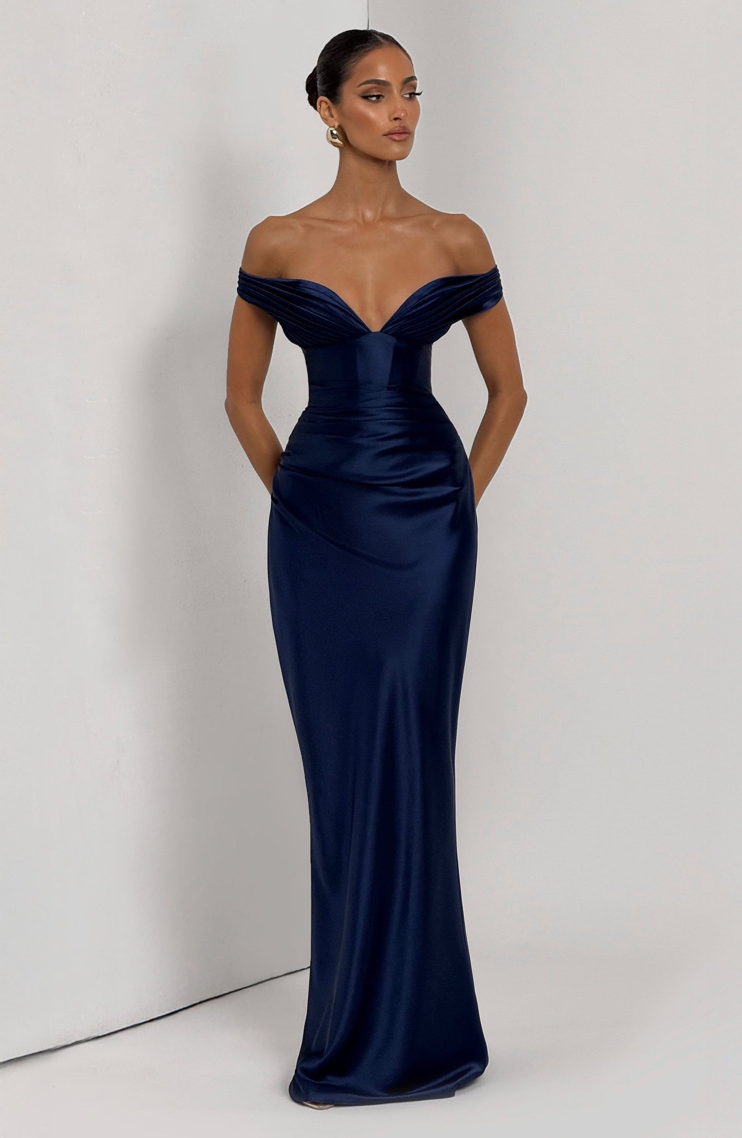 Navy Aurelia Cherry Lacquer Maxi Dress