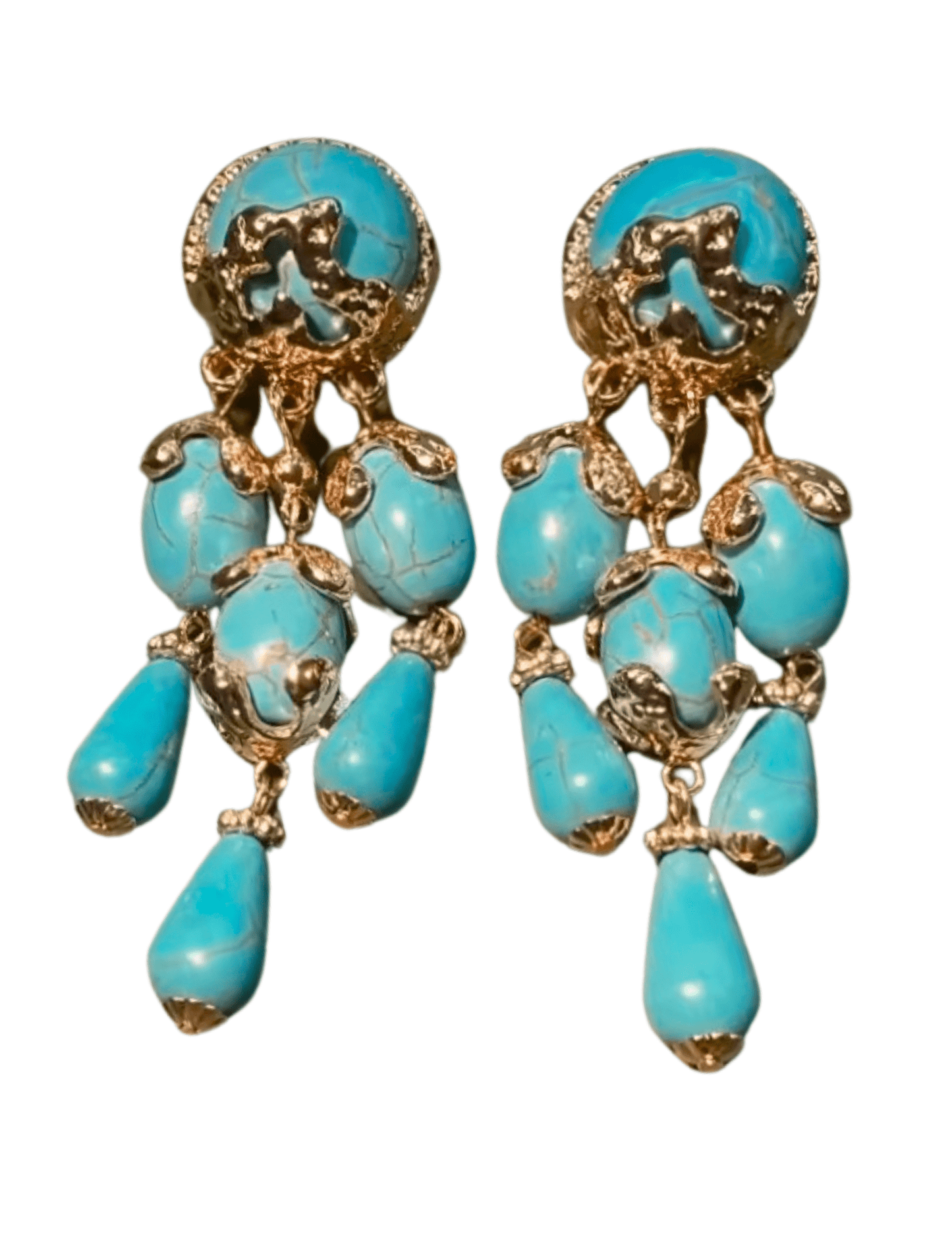Austin Blaze Baroque Turquoise Tassel Earrings St. Barths Darla Tie Front Midi Dress In Blue Amalfi Lemon - S / Blue Amalfi Lemon