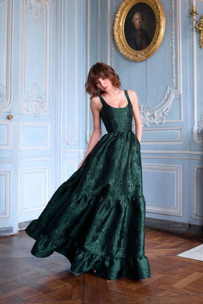 Emerald Baroque Floral Avery Baroque Floral Midi Dress
