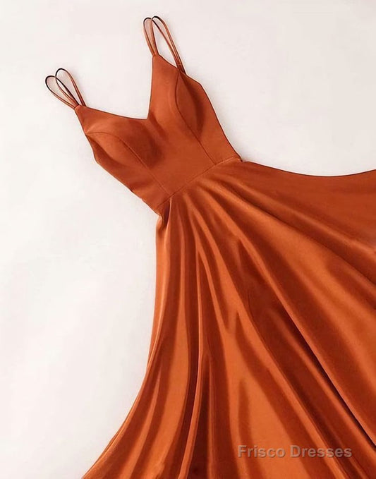 Violet Satin V-Neck Gown